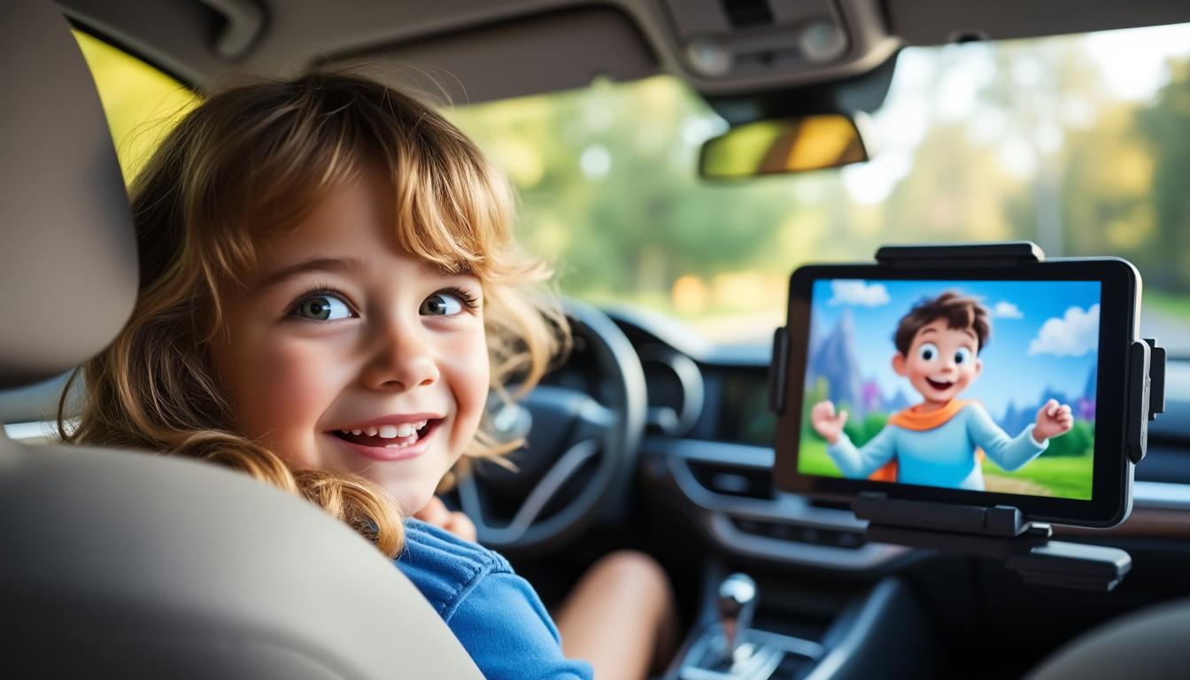 découvrez notre support de tablette pour voiture, l'accessoire idéal pour divertir vos enfants lors de vos trajets. facile à installer et ajustable, il permet à vos petits de regarder leurs dessins animés ou jeux préférés en toute sécurité. transformez vos voyages en moments agréables grâce à ce support pratique et ergonomique.