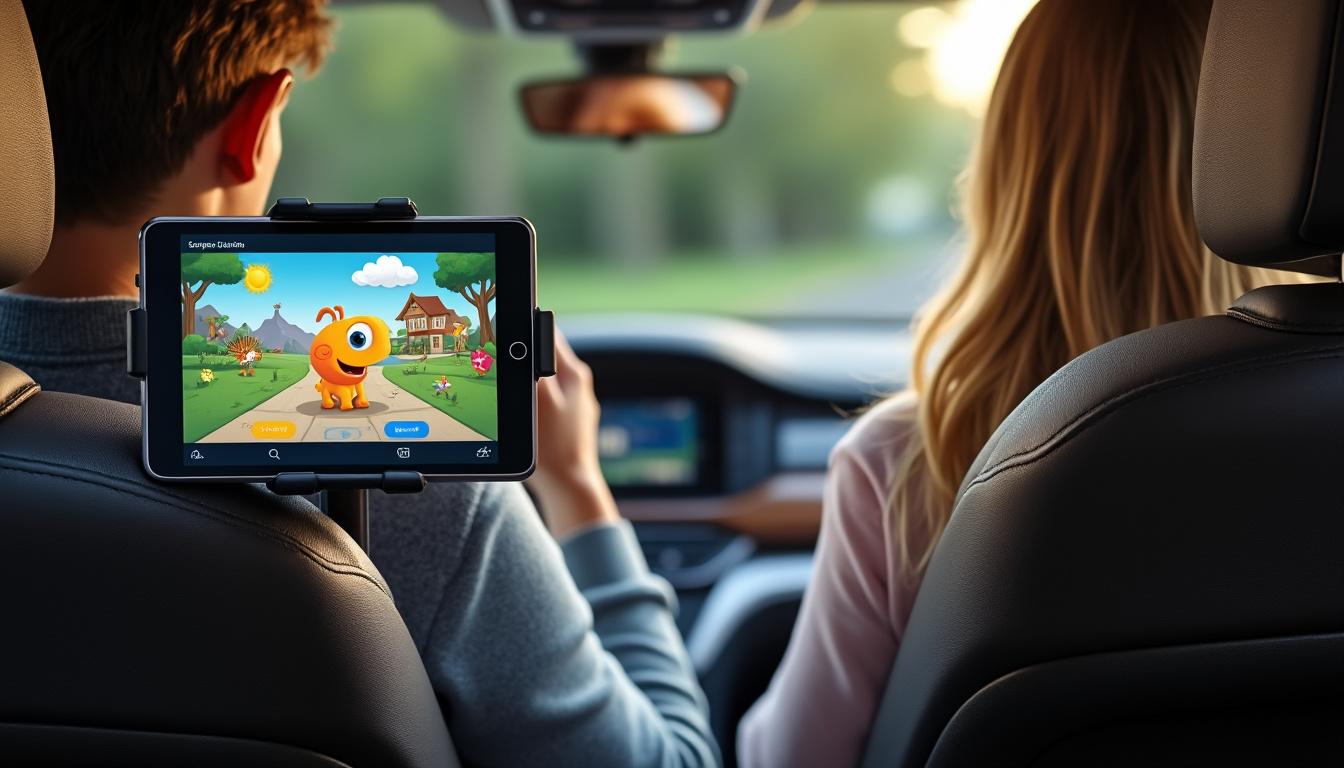 découvrez notre support de tablette pour voiture, l'accessoire idéal pour divertir vos enfants lors de vos trajets. facile à installer et compatible avec la plupart des tablettes, il offre un confort optimal et garde vos petits amusés tout au long du voyage.