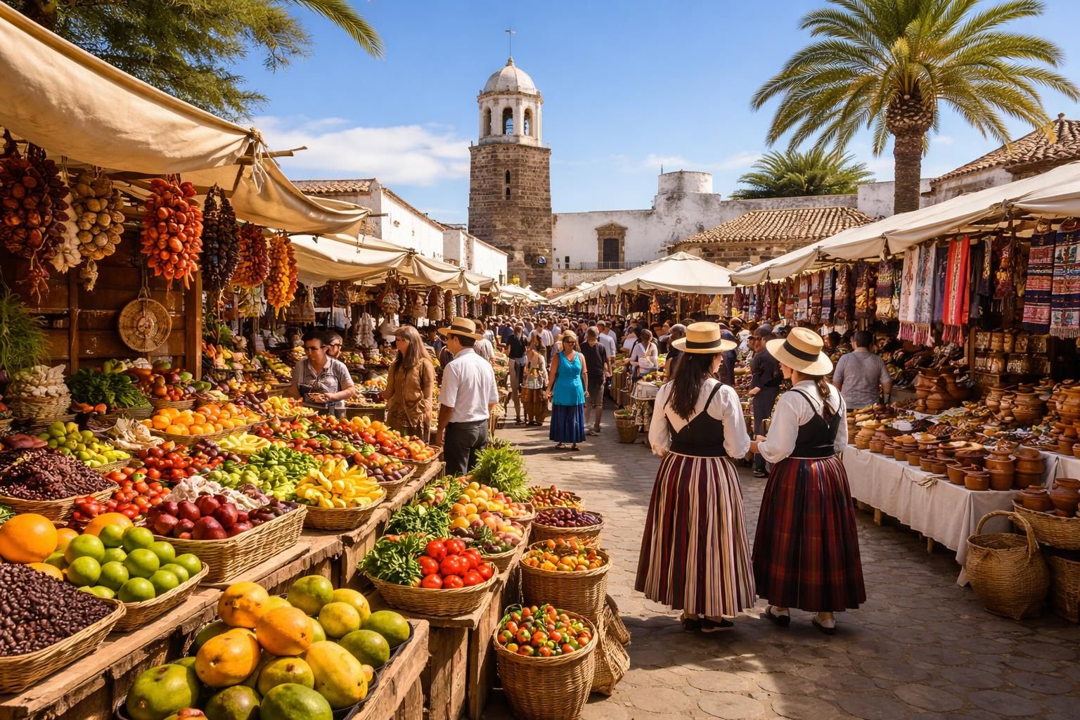 découvrez le marché de teguise, une plongée authentique dans la tradition canarienne avec ses produits locaux, son artisanat unique et son ambiance chaleureuse.