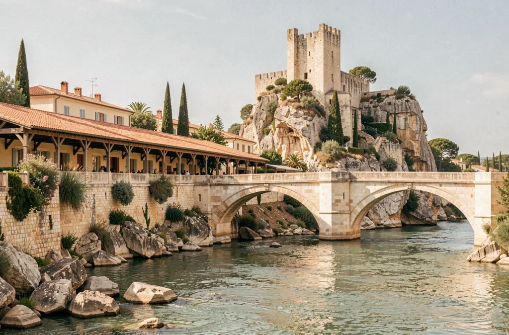 L'architecture italianisante de Clisson en Loire-Atlantique avec ses arcades en tuffeau, son château médiéval en ruine et ses ponts sur la Sèvre Nantaise